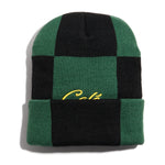 Check Fold Beanie Forest Green / Black / Gold