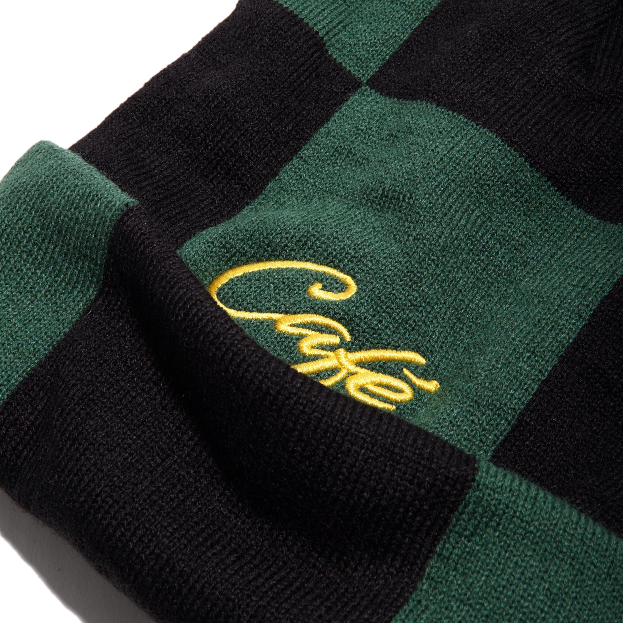 Check Fold Beanie Forest Green / Black / Gold