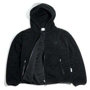 Sherpa Fleece Zip Hood Black