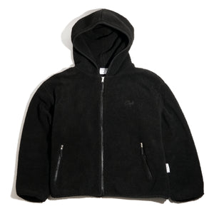 Sherpa Fleece Zip Hood Black