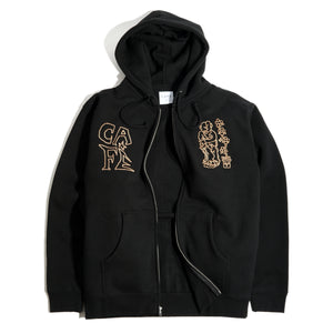 Ethan Embroidered Zip Hood Black