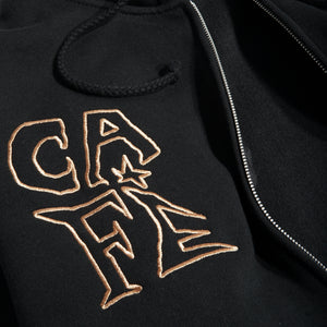 Ethan Embroidered Zip Hood Black