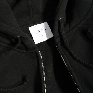 Ethan Embroidered Zip Hood Black