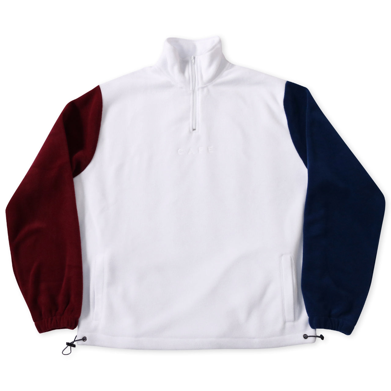 1/4 Zip Fleece - Cream/Burgundy/Navy