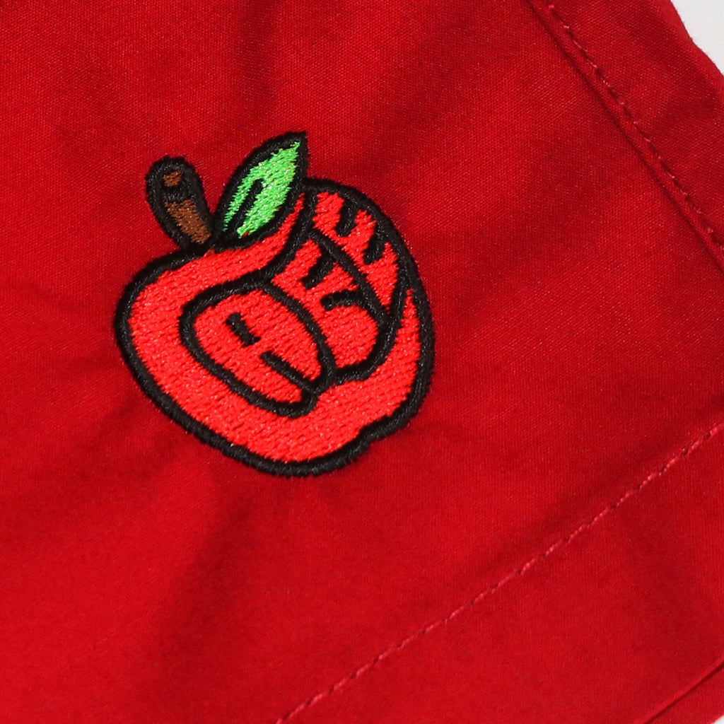 Pink Lady Embroidered Swim Shorts Red