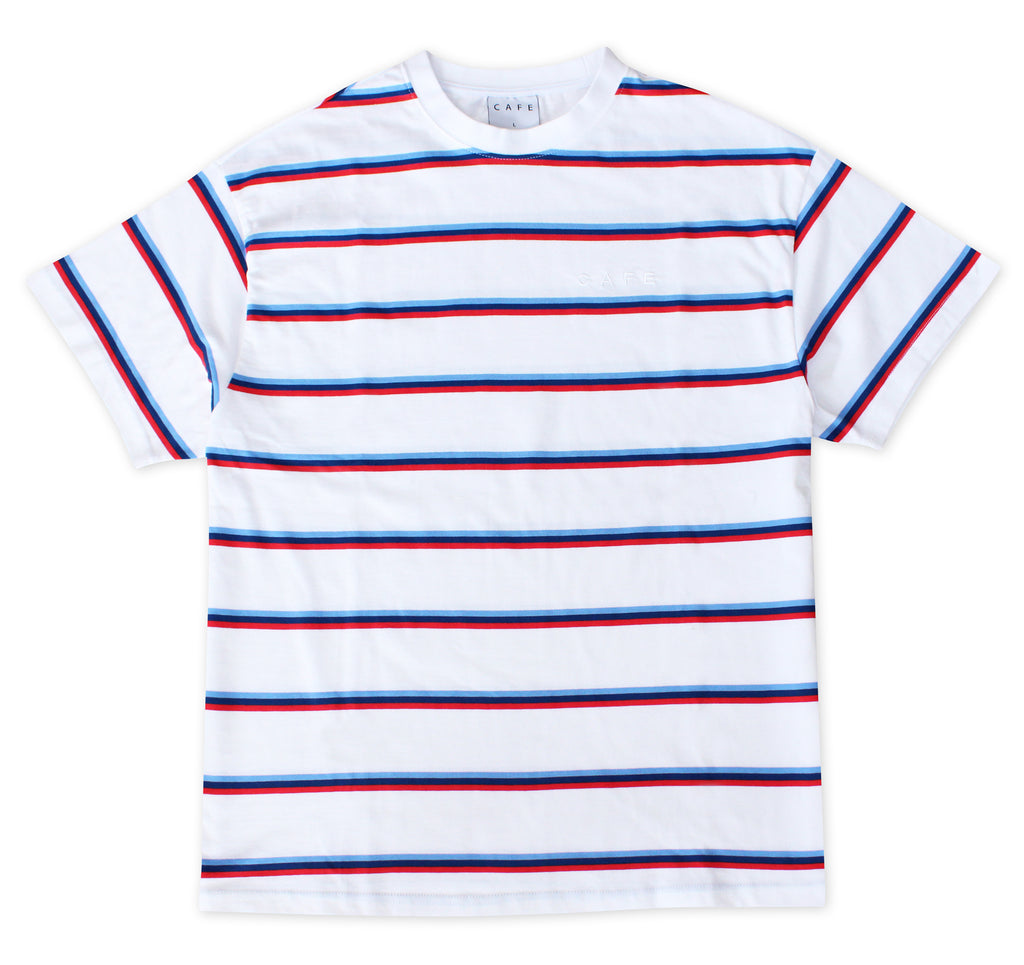 Stripe Tee (White/Royal)