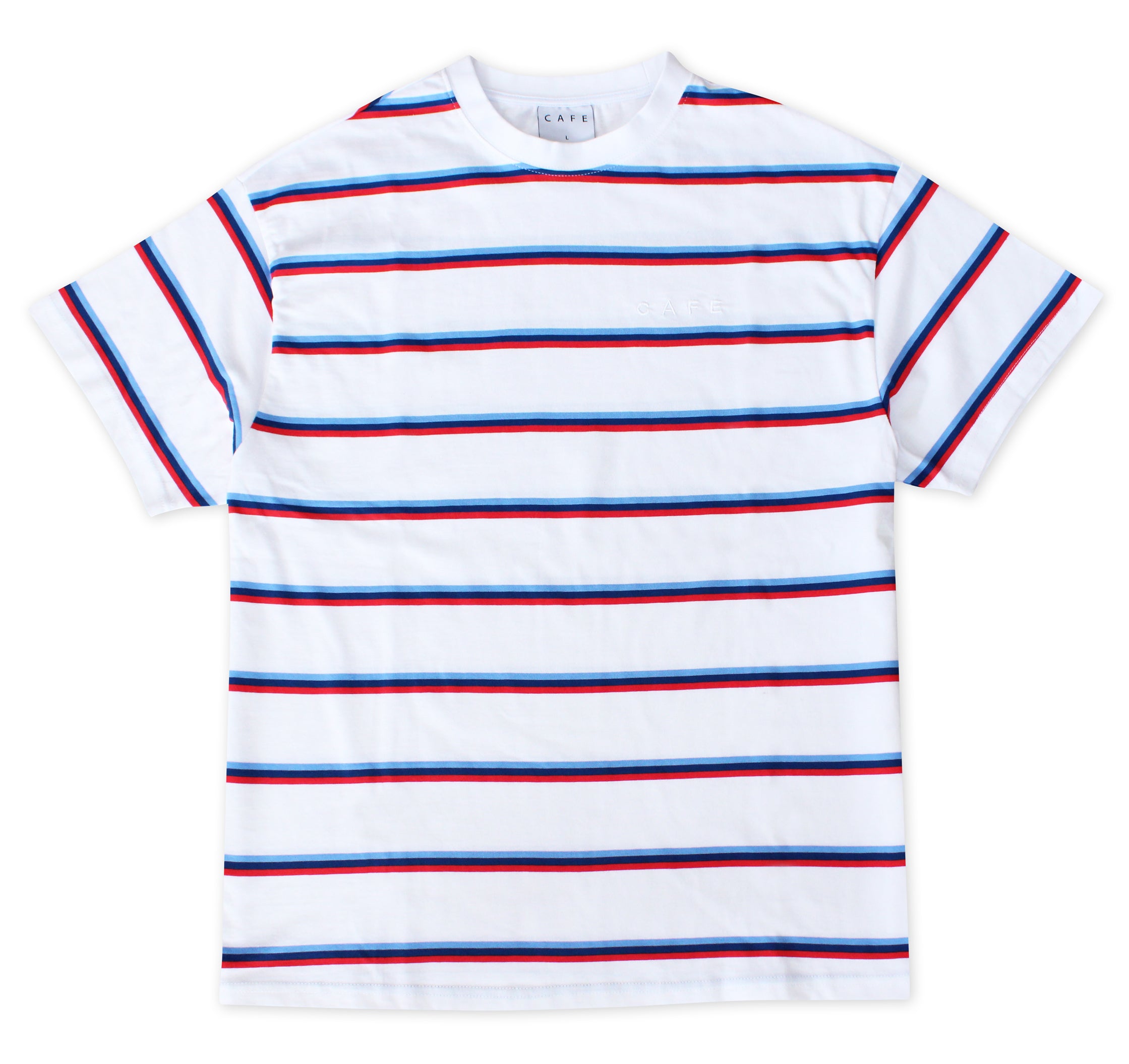 Stripe Tee (White/Royal)