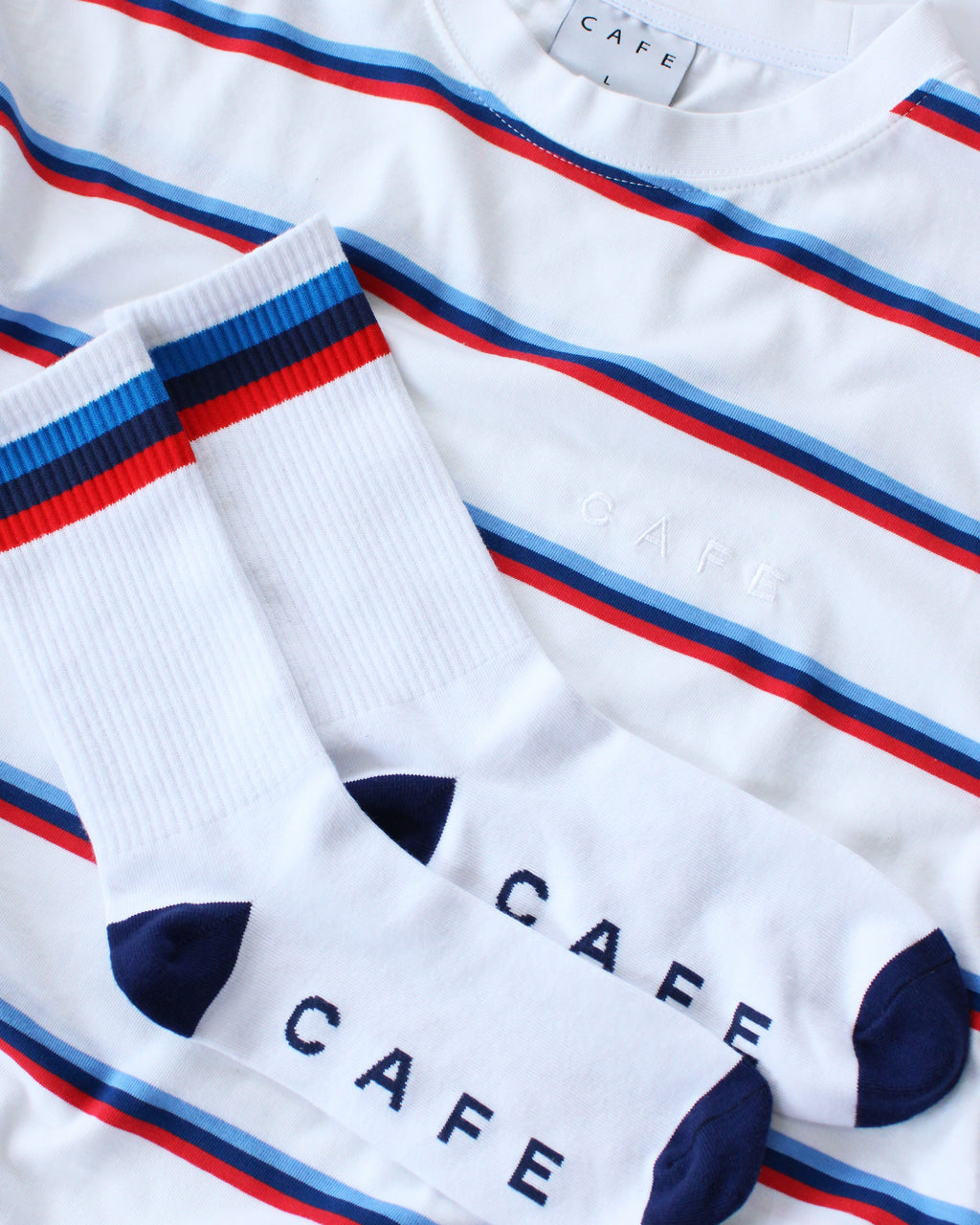 Stripe Tee (White/Royal)