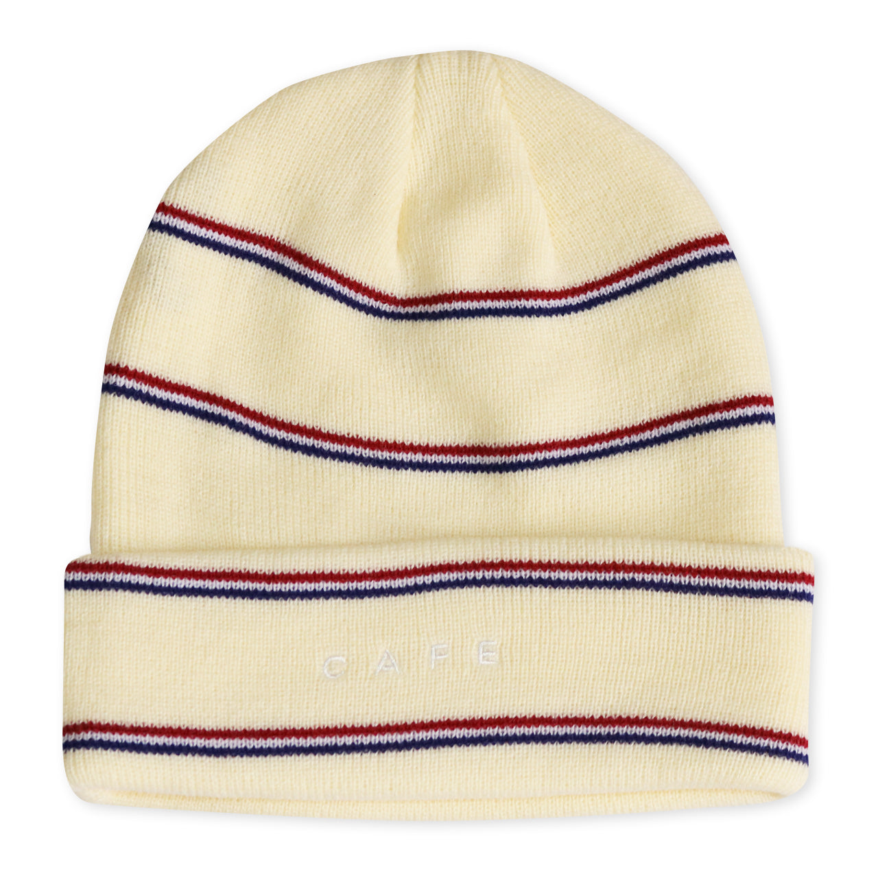Stripe Fold Beanie - Cream