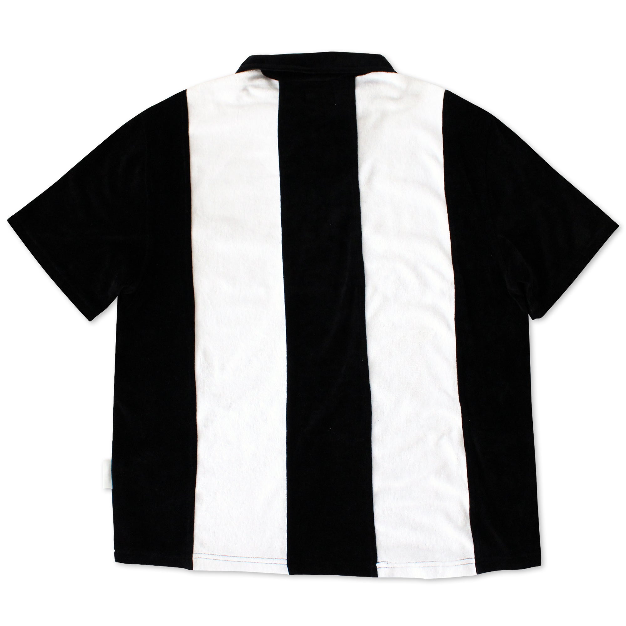 Stripe 1/4 Zip Velour Polo Shirt (Black/White)