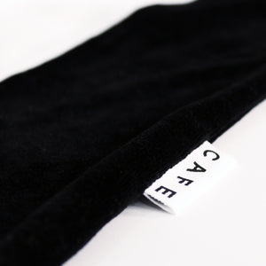 Stripe 1/4 Zip Velour Polo Shirt (Black/White)