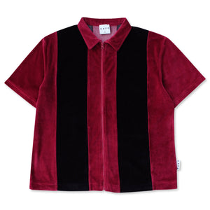 Full Zip Velour Stripe Shirt (Burgundy/Black)