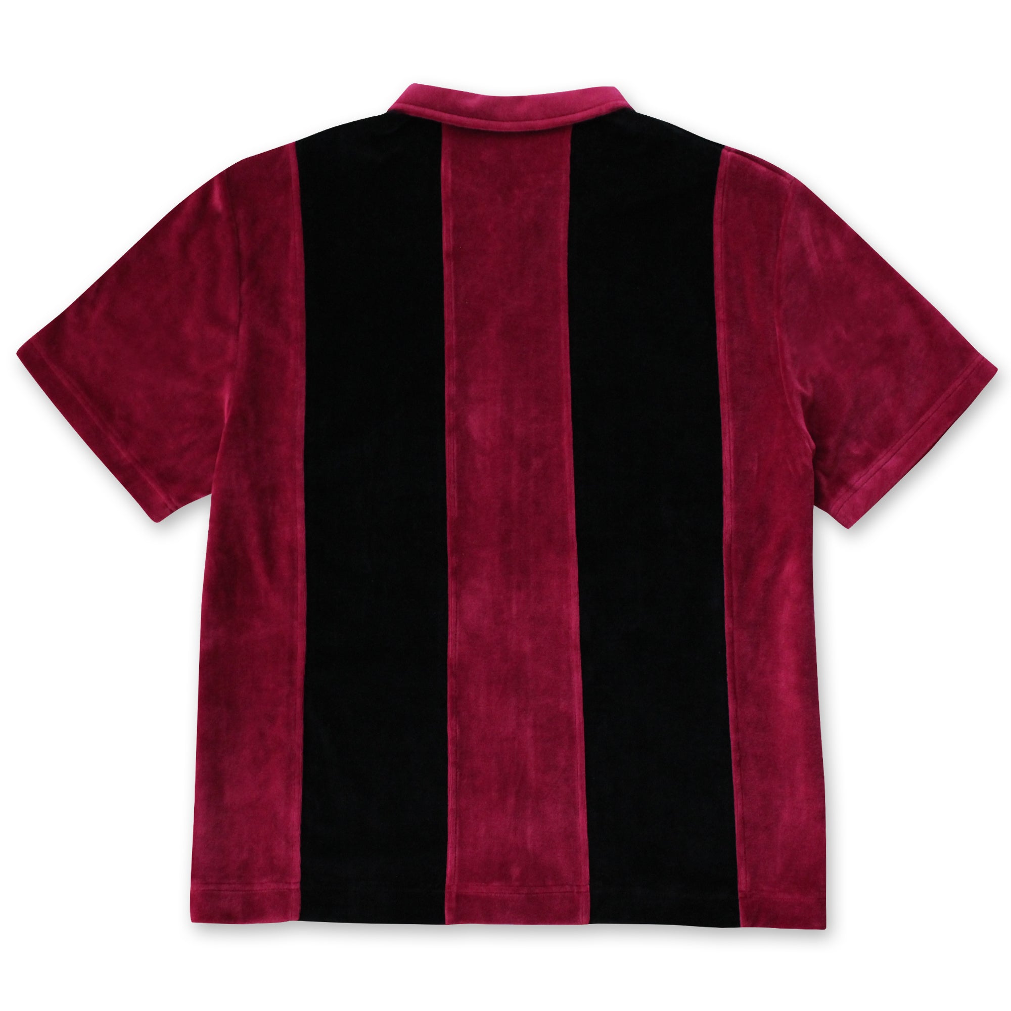 Full Zip Velour Stripe Shirt (Burgundy/Black)