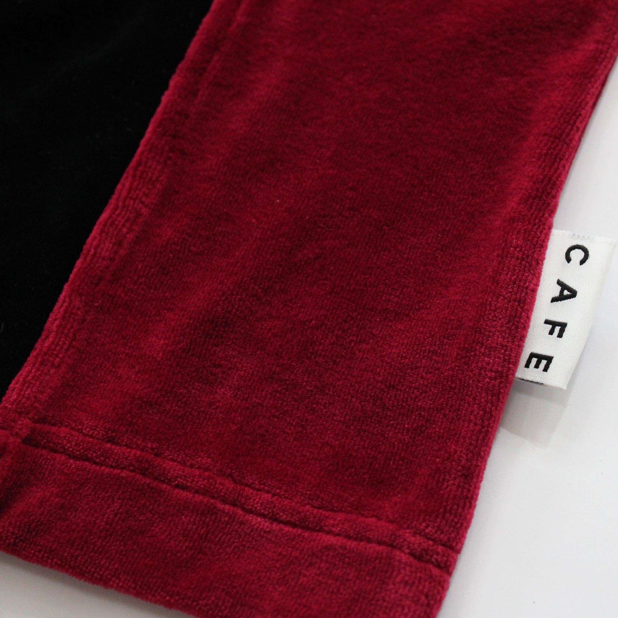 Full Zip Velour Stripe Shirt (Burgundy/Black)