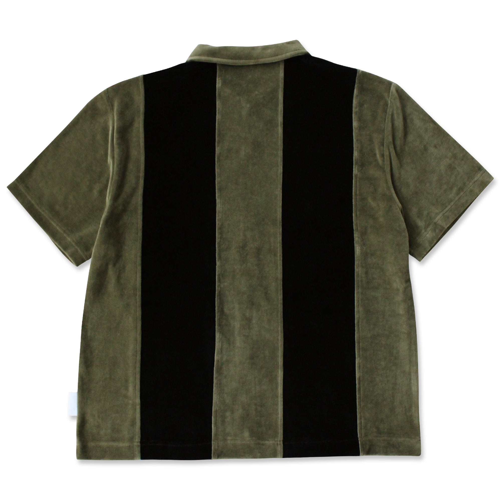 Full Zip Velour Stripe Shirt (Olive/Black)