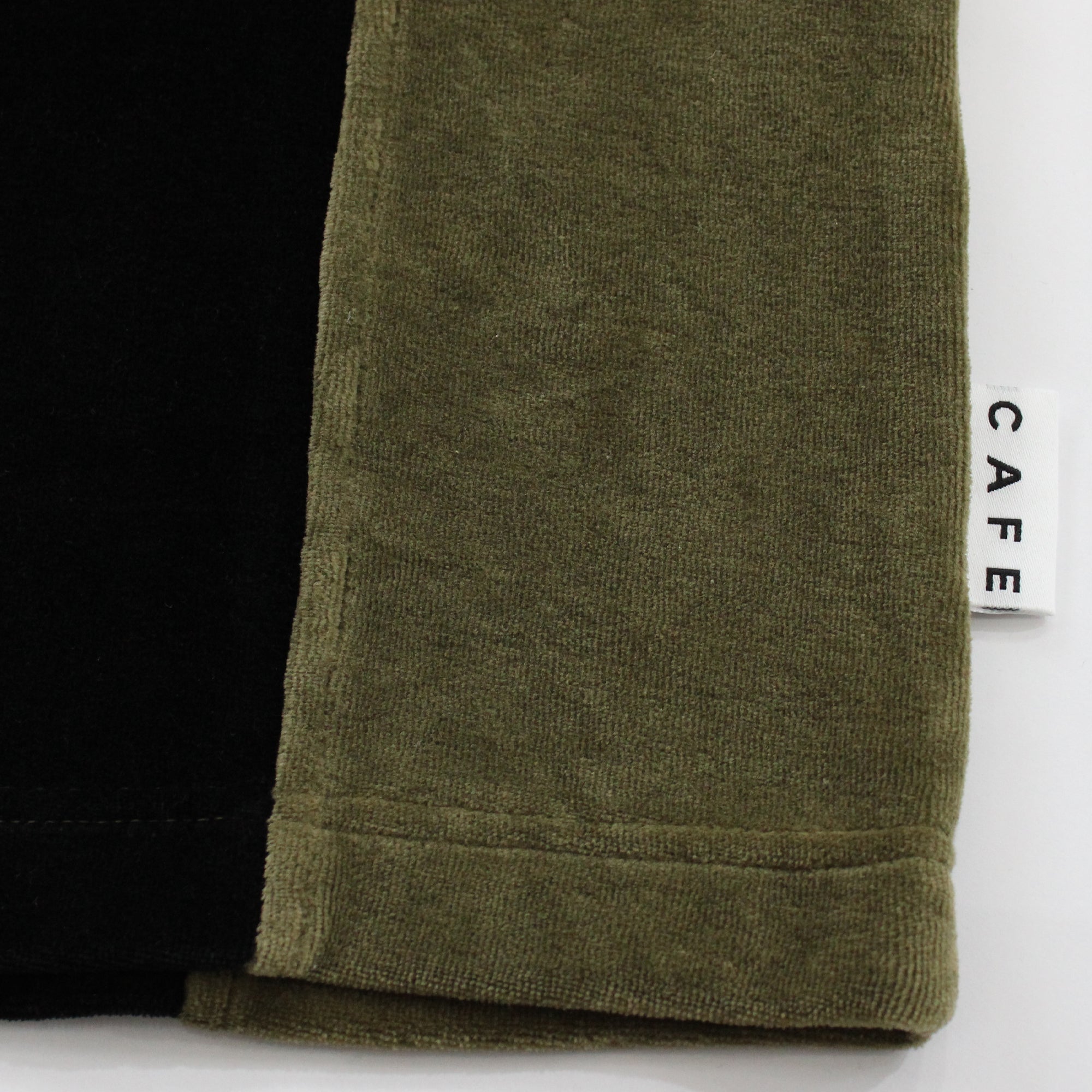 Full Zip Velour Stripe Shirt (Olive/Black)