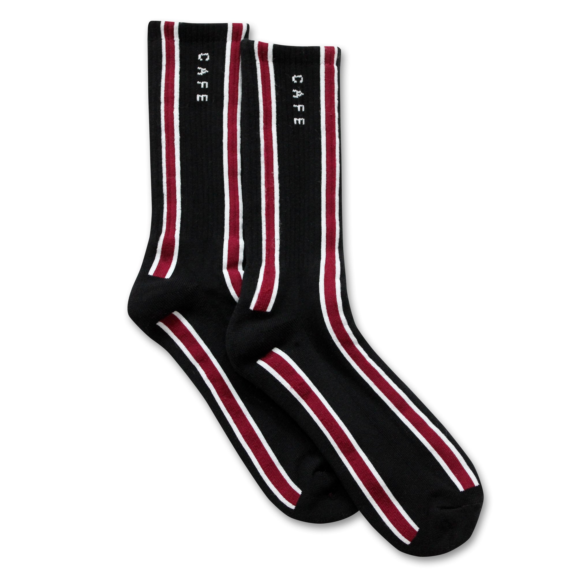 Verical Stripe Socks (Black/Burgundy/White)