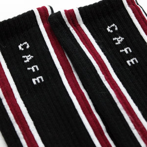 Verical Stripe Socks (Black/Burgundy/White)