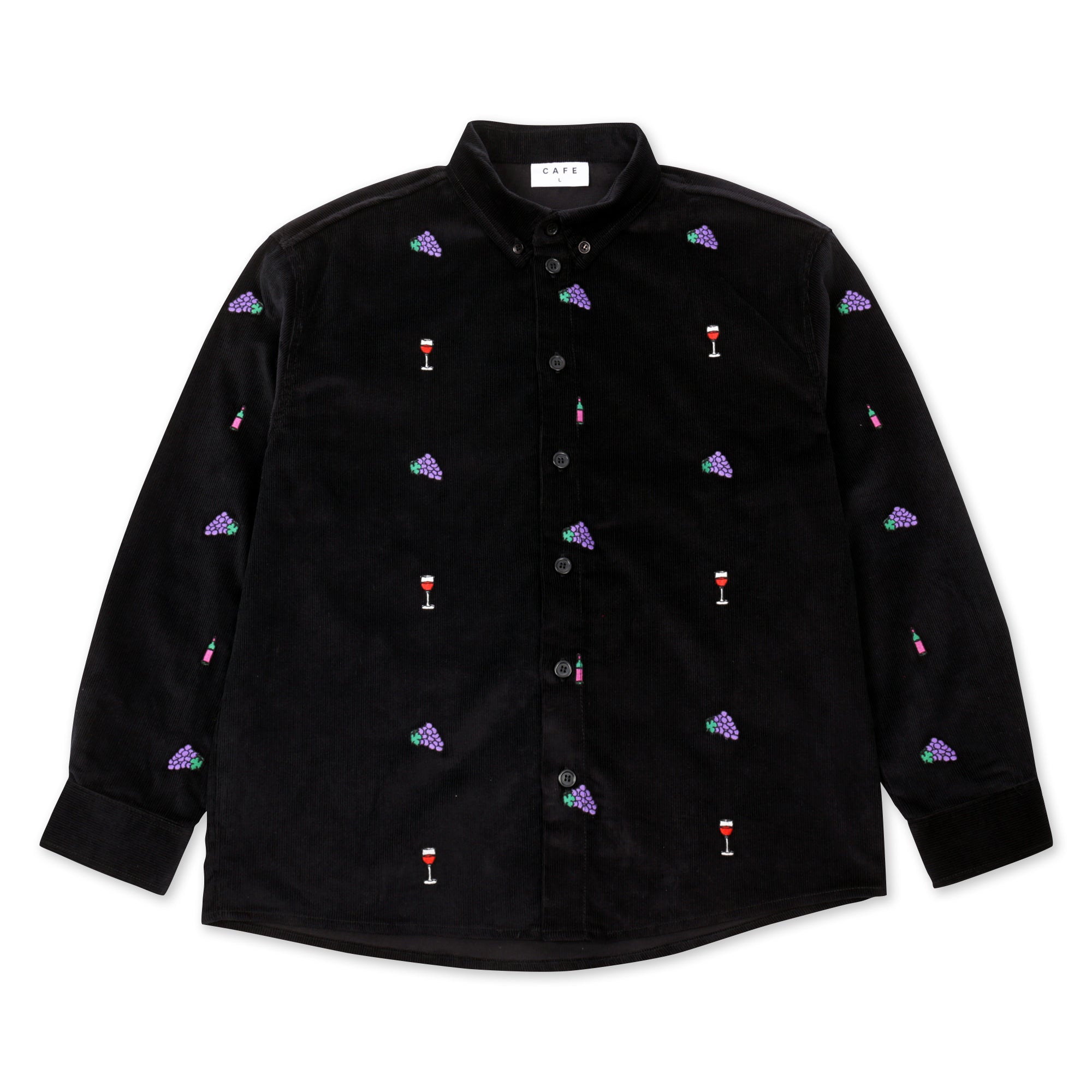 Vino Corduroy Embroidered Shirt Black