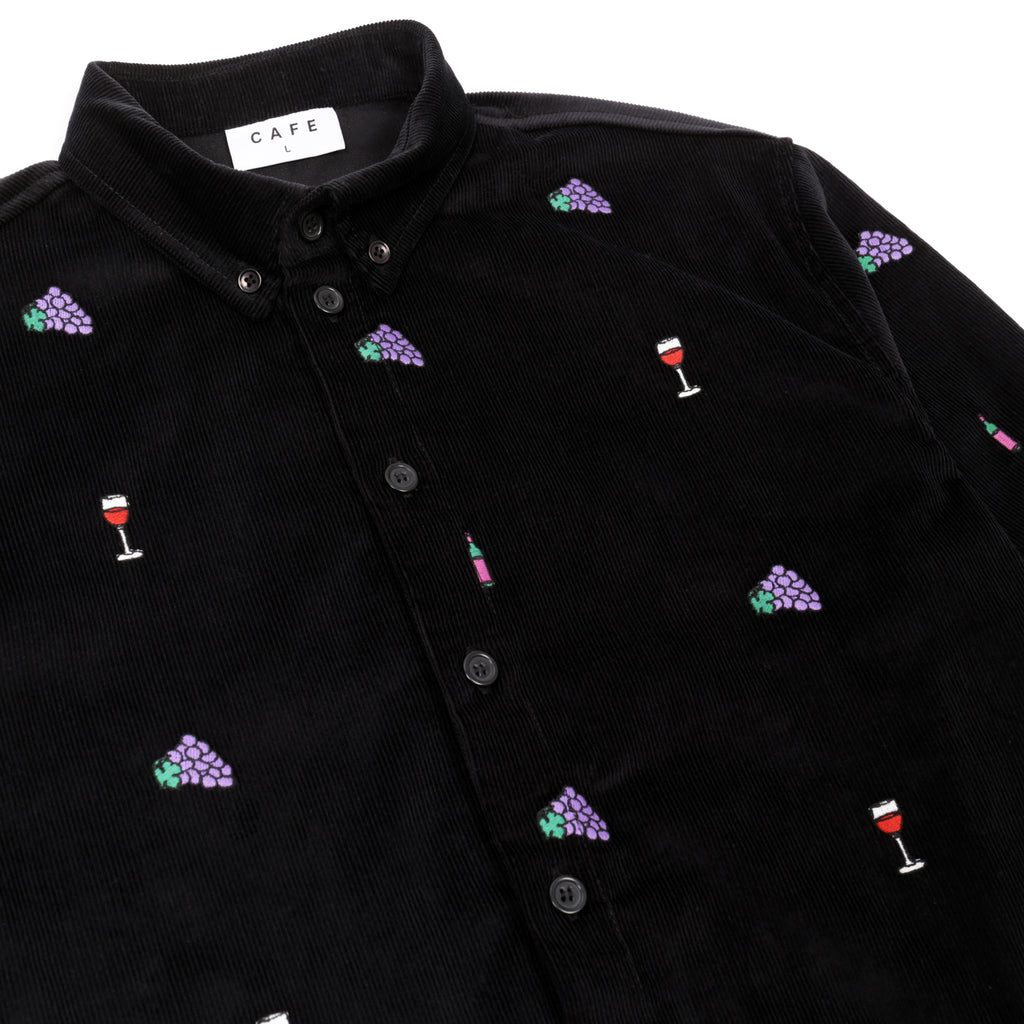 Vino Corduroy Embroidered Shirt Black