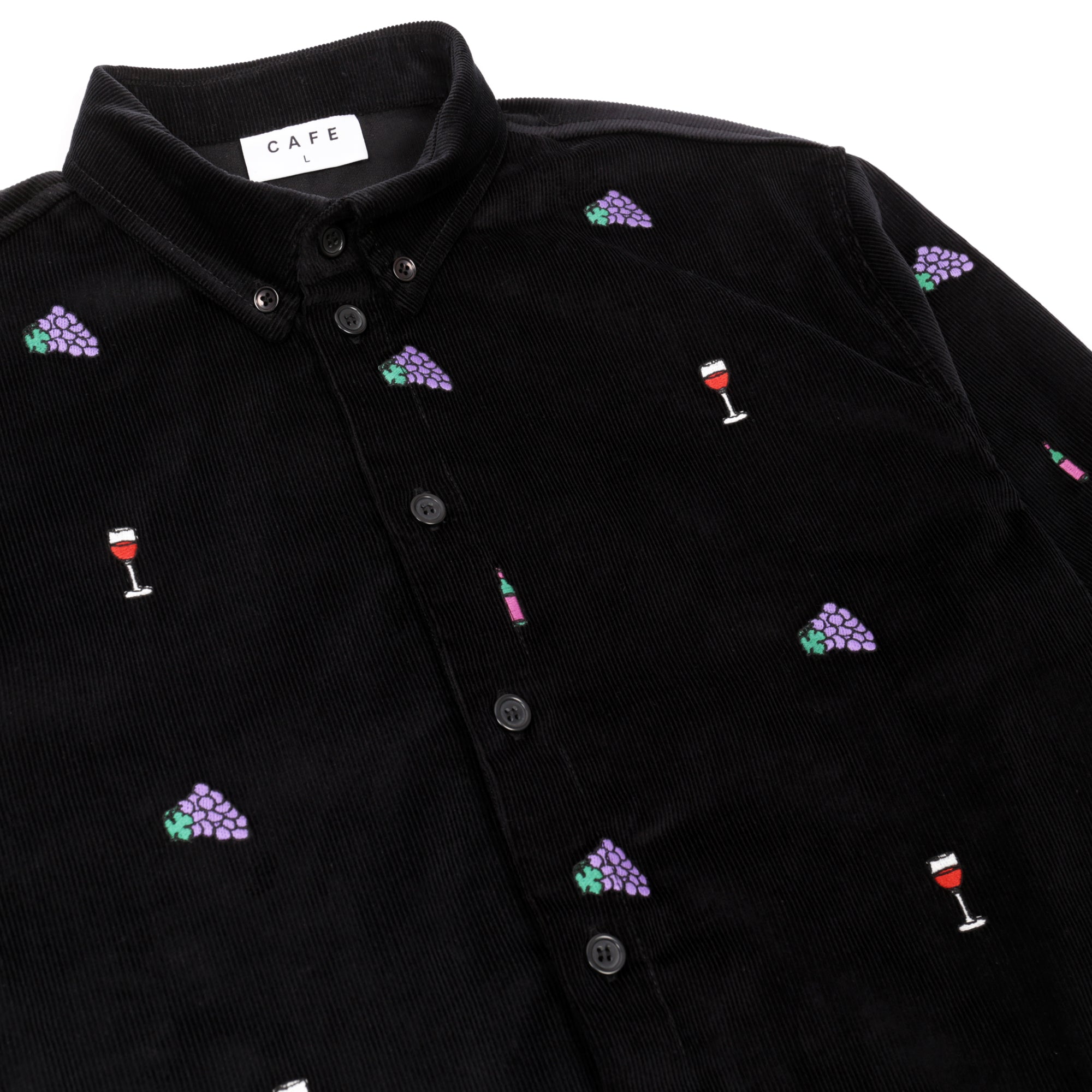 Vino Corduroy Embroidered Shirt Black