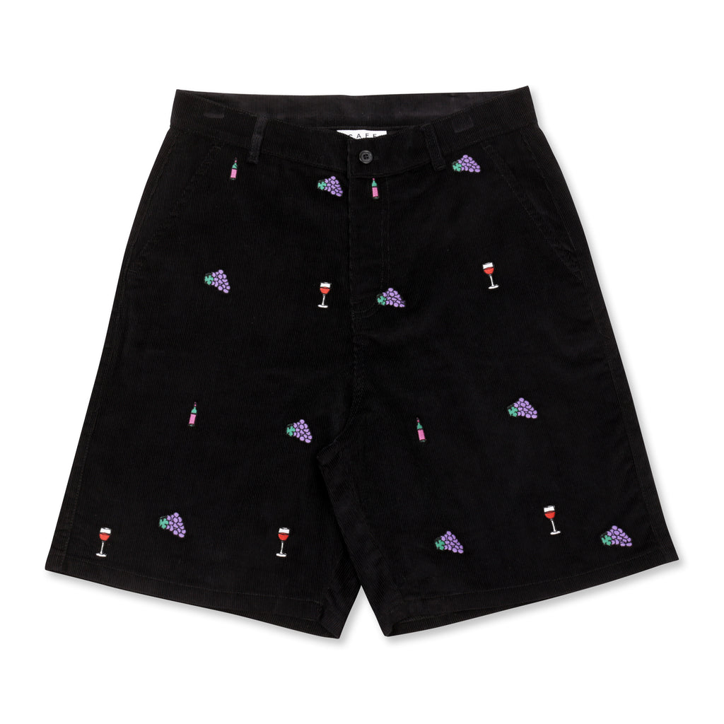 Vino Corduroy Embroidered Shorts Black