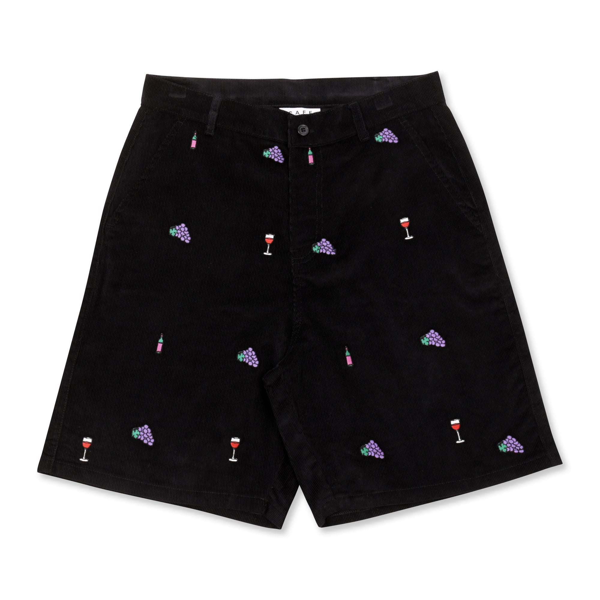 Vino Corduroy Embroidered Shorts Black
