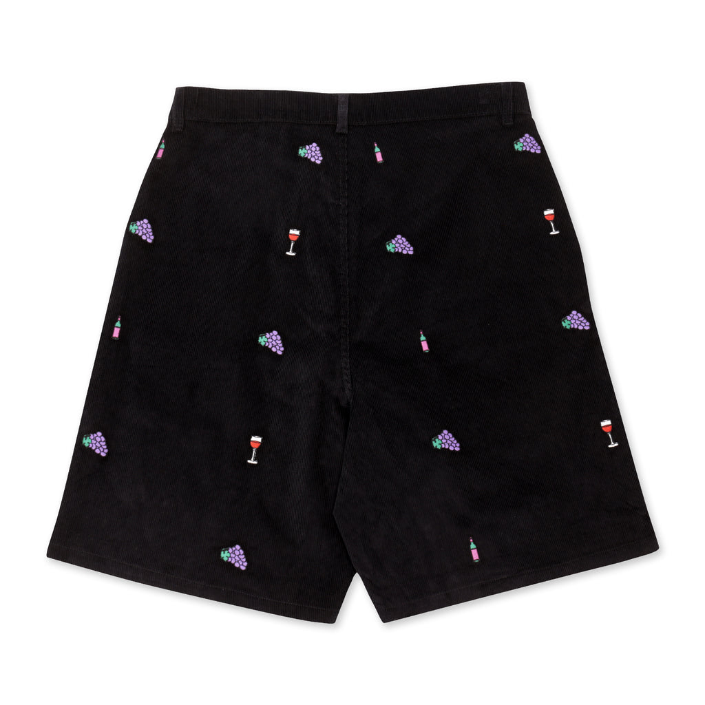 Vino Corduroy Embroidered Shorts Black